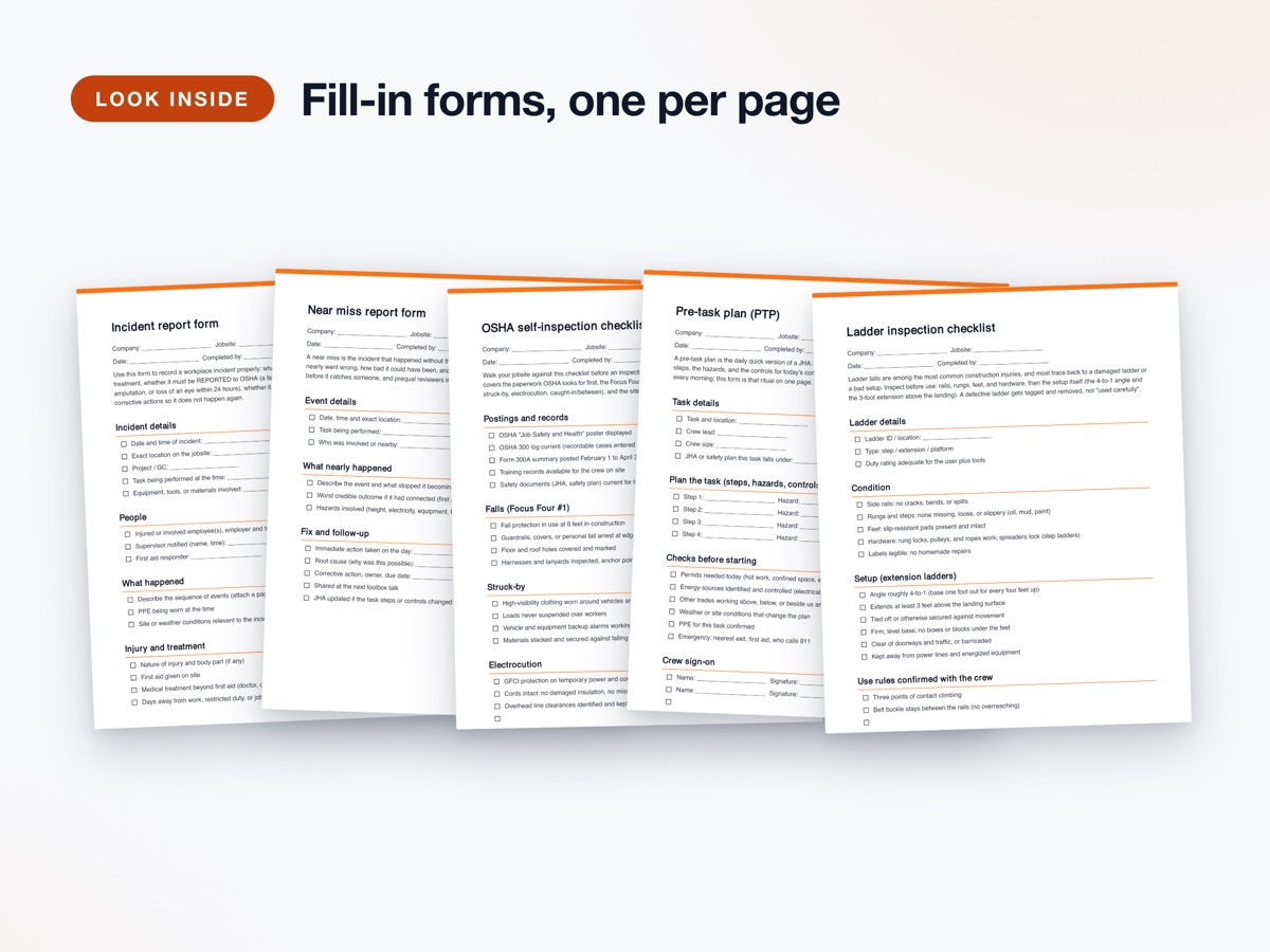 Jobsite Forms Kit inside pages