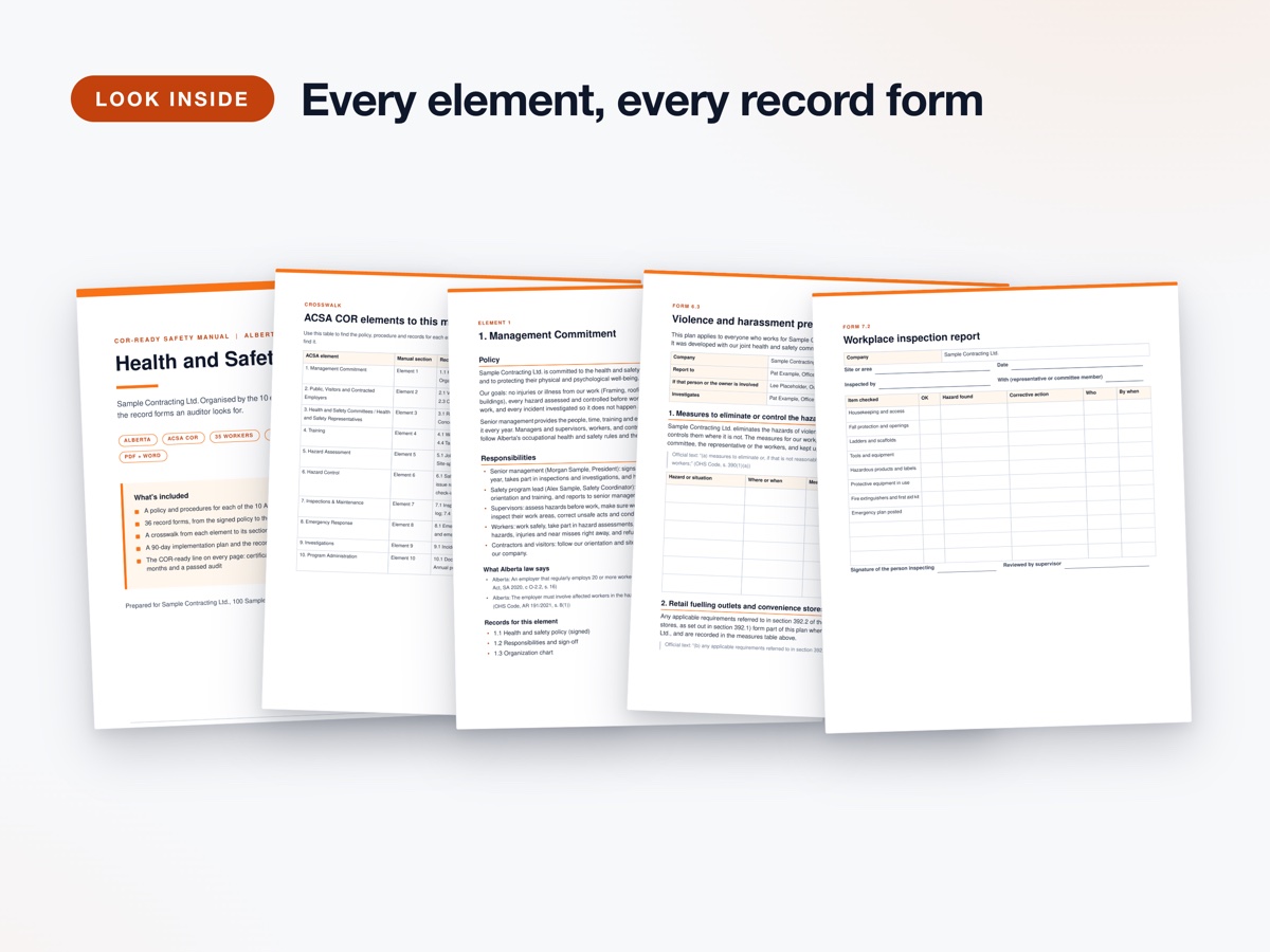 COR-ready Safety Manual (Alberta, ACSA) inside pages