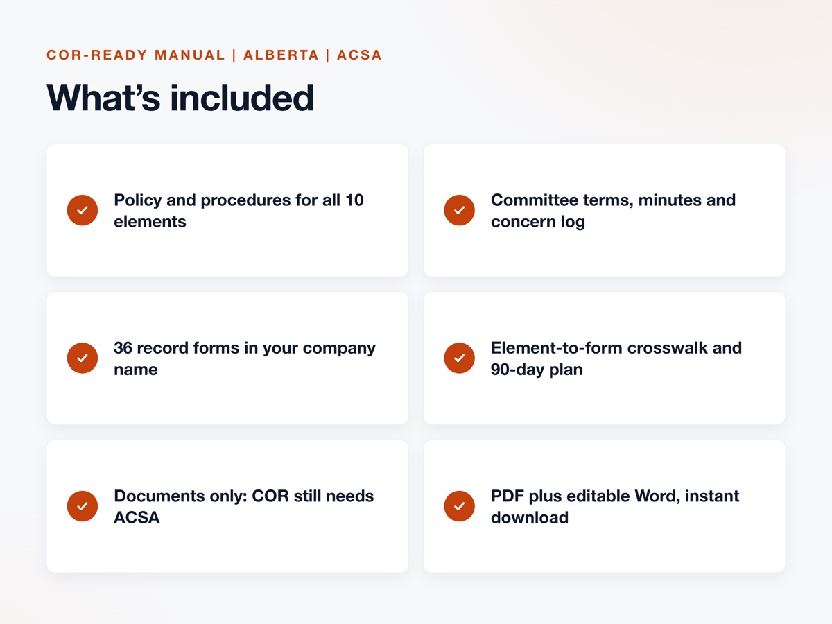 COR-ready Safety Manual (Alberta, ACSA) inside pages