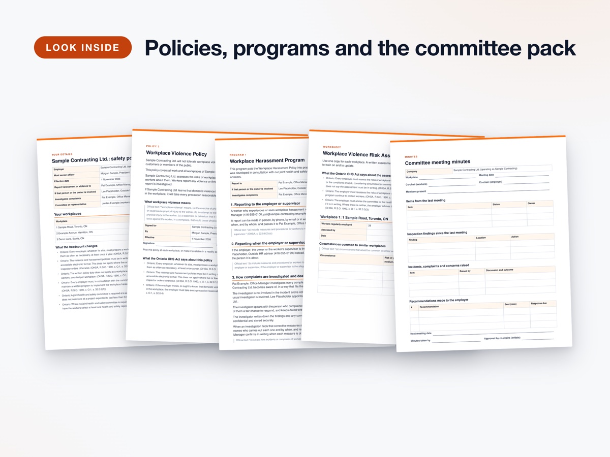 Ontario Safety Policy Bundle inside pages