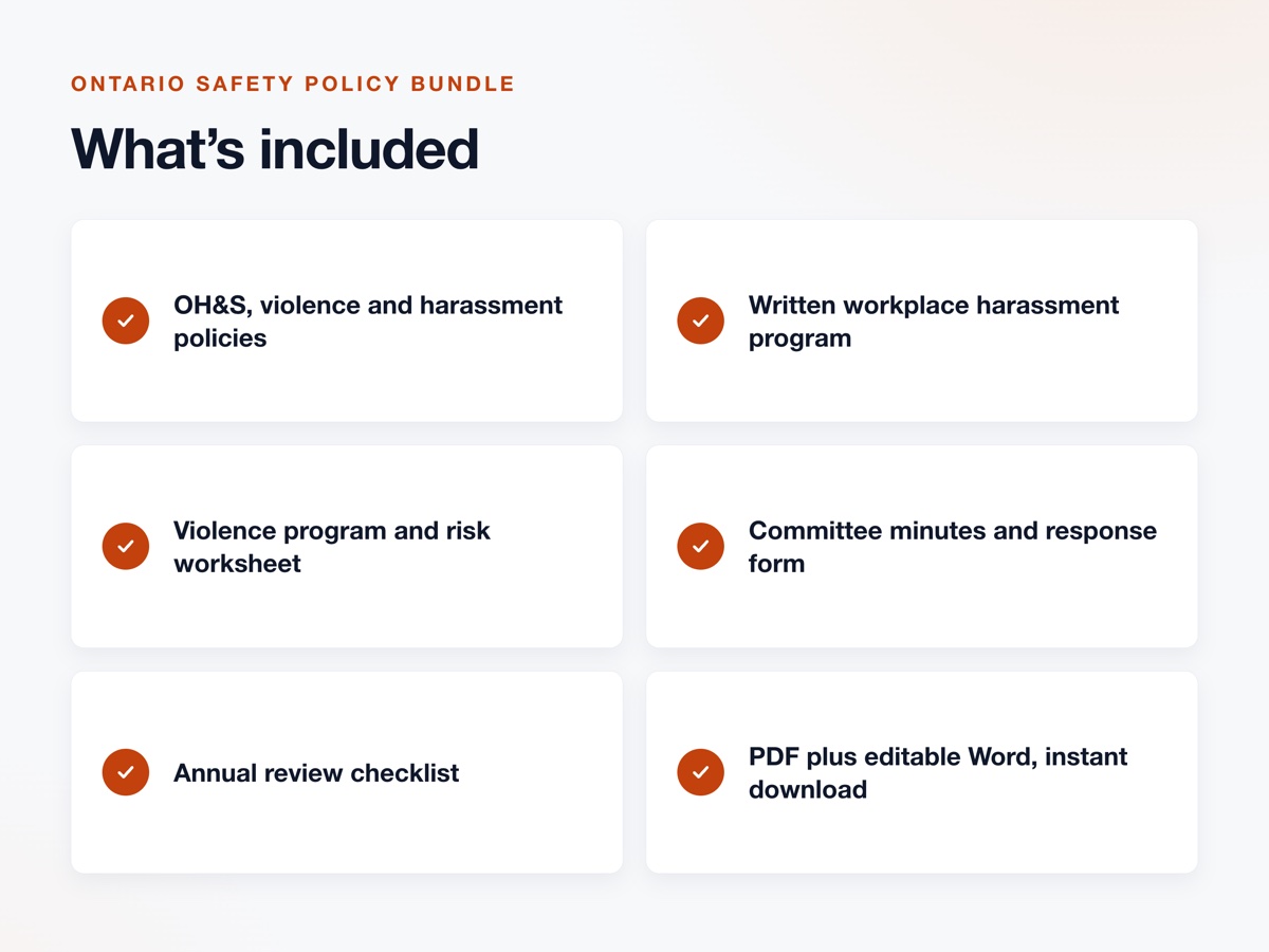 Ontario Safety Policy Bundle inside pages