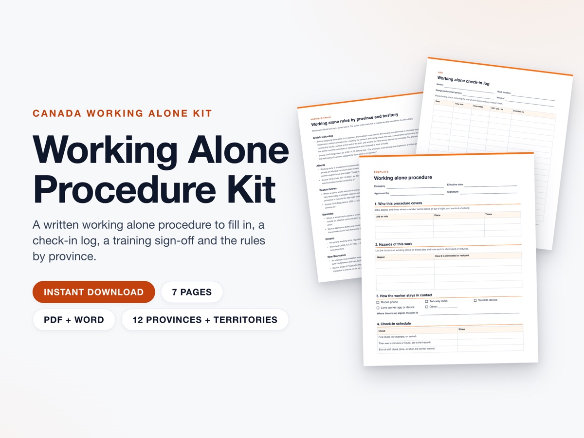 Working Alone Procedure Kit