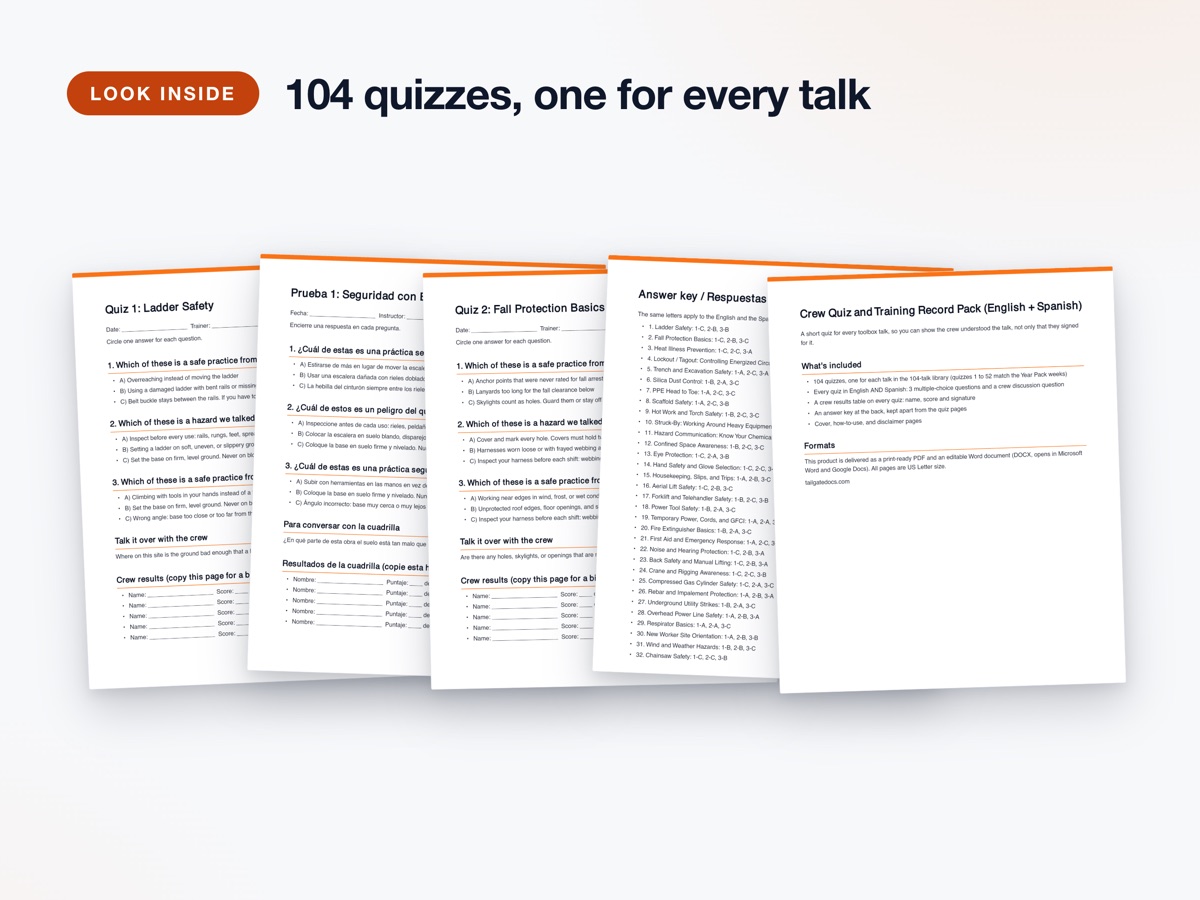 Crew Quiz Pack inside pages